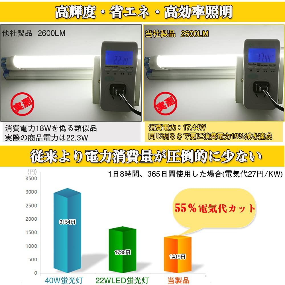 Single-side Power Supply LED Fluorescent Lamp, 40W, LED Straight Tube, 2600LM Brightness, 18W Power Consumption, Energy-saving, 5000k Daylight White,