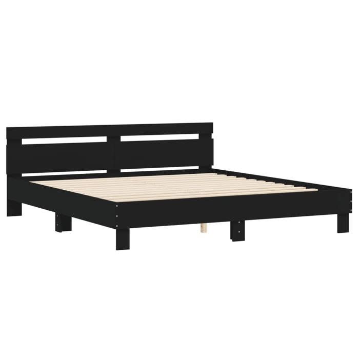 VidaXL Bed Frames with Headboard, Double Bed with Slat Base, Adult Bed, Bedroom Furniture, Modern, Black 180x200 3207400