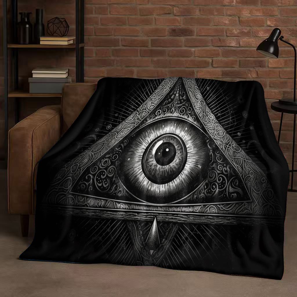 Freemasonry All Seeing Eye Symbol Evil Eye Art Flannel Blanket,Ultra Soft Warm Plush Throw for Home Bedroom Bed Sofa Cover Kids