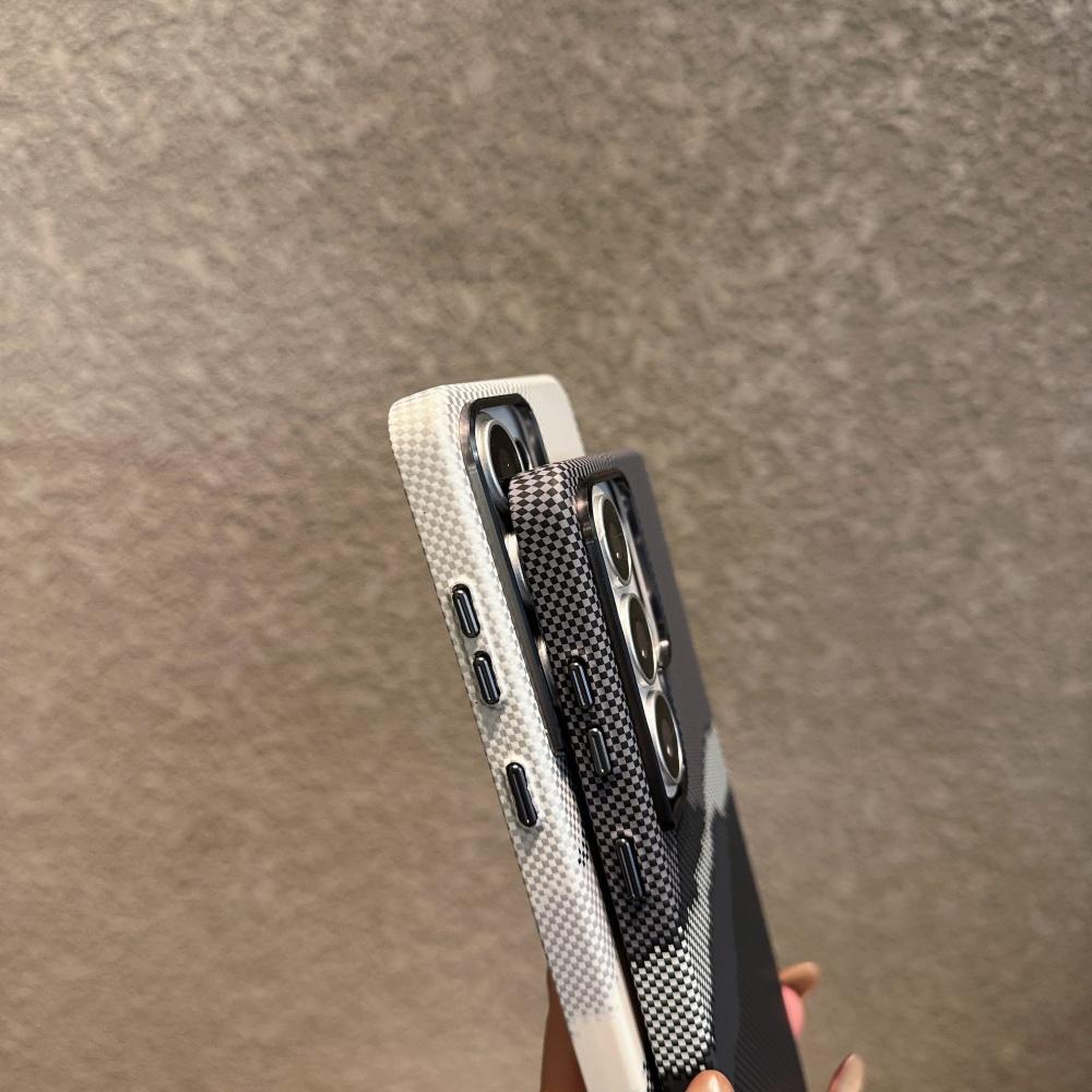 For Magsafe For Samsung S26 S25 S24 Ultra Plus Carbon Fiber Texture Phone Case Wireless Charge Alloy Lens Hard PC Points Cover