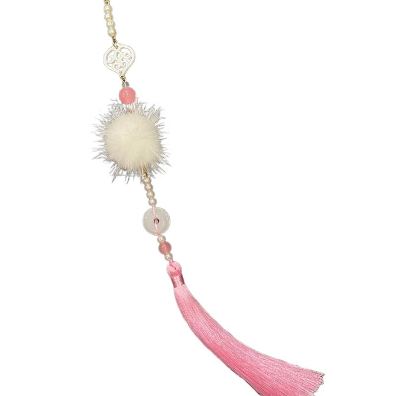 Vintage Chinese Hanfu Pendant Traditional Tassels Waist Pendant Imitation Jade Fashionable Jewelry for Celebrations