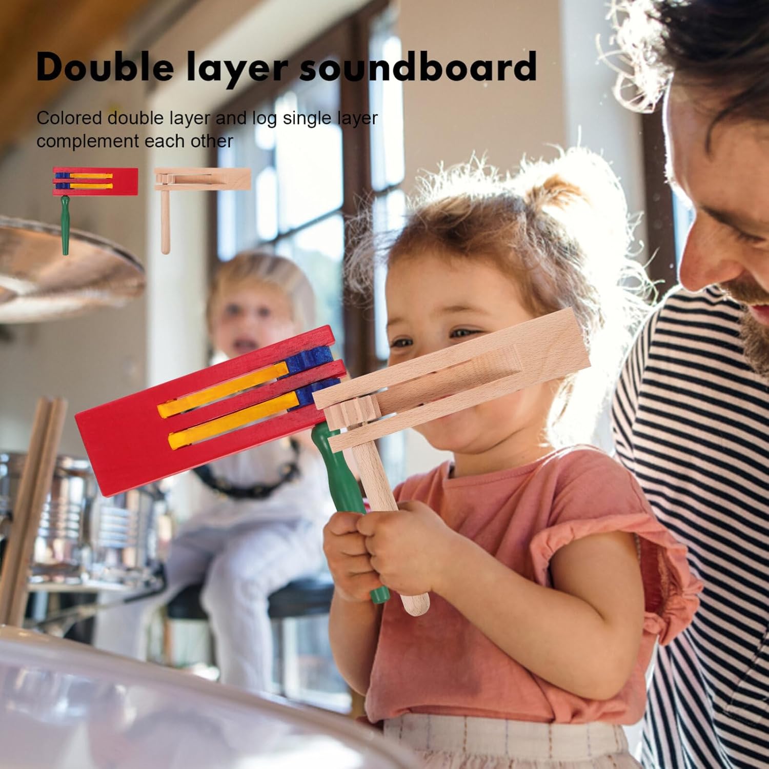 VICASKY Wooden Soundboards 2PCS Wooden Ratchet Noise Maker Traditional Mexican Maracas Rattle Ratchet Instrument for Sporting Events Parties