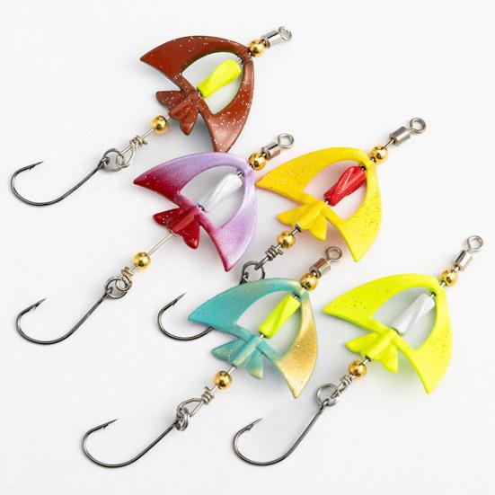 5Pcs 5CM/4G Spinner Blade Lure with Hook Hard Metal Spinnerbait 360 Degrees Rotating Sequin Lure Saltwater Freshwater Walleye Bass Fishing Accessories