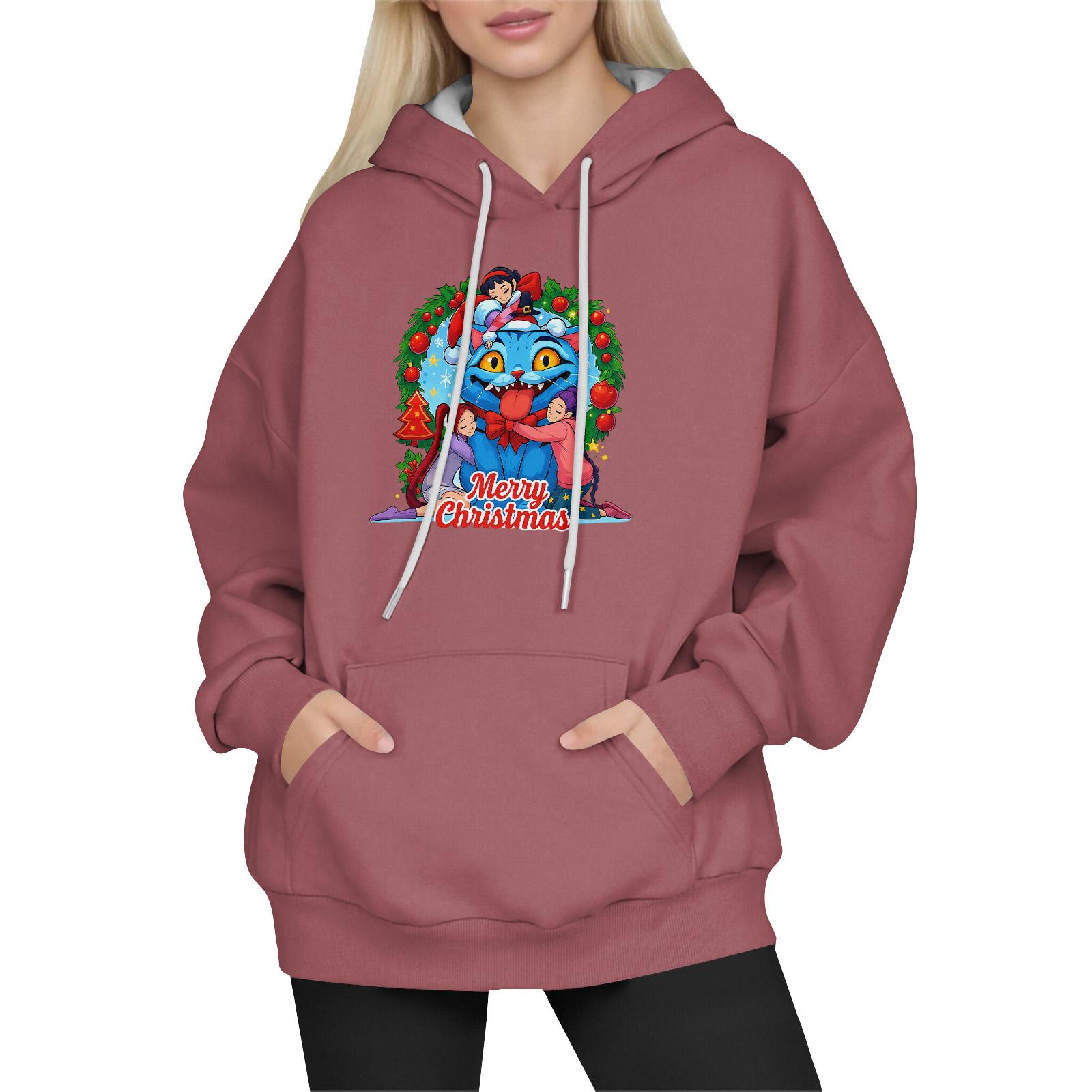 

Women s Fashion Long-Sleeve Pullover Hoodie with Fun Movie-Inspired Prints S