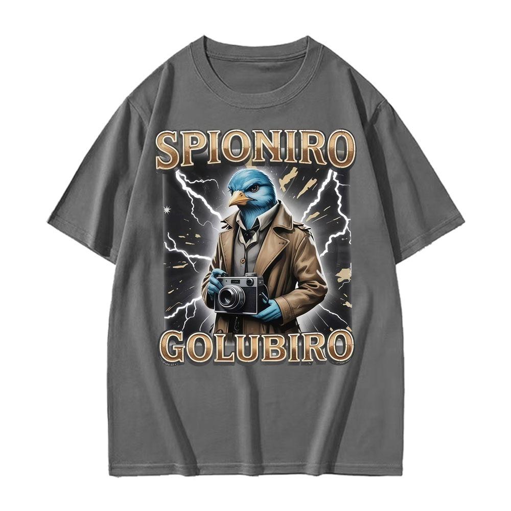 Funny Italian Brainrot Spioniro Golubiro Meme T-shirts for Men Women Summer Tops Comfort T-shirt High Quality T Shirt Streetwear