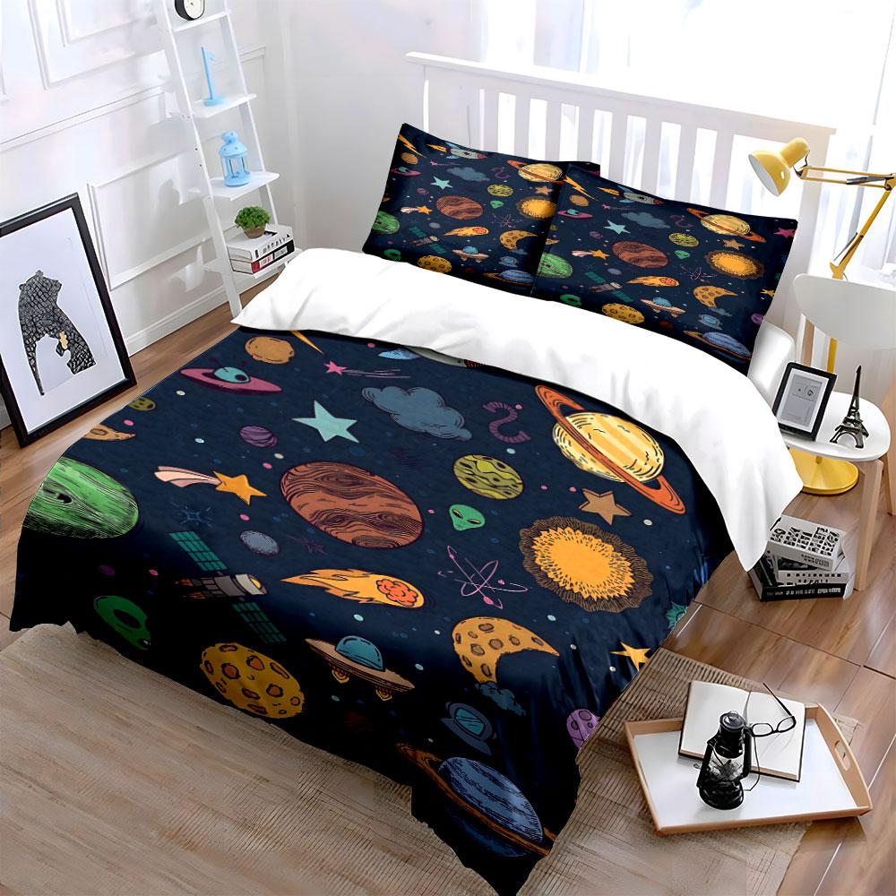Planets, Stars, Suns, UFOs. Bedding Sets Duvet Cover Sets Duvet Covers Pillowcases(1 * Duvet Cover 2 * Pillowcases Without Duvet Insert)
