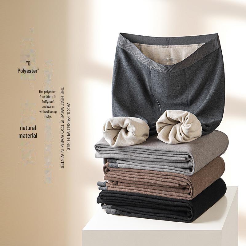 Ultra-Soft & Warm Men's Silk Wool Velvet Seamless Leggings for Autumn & Winter