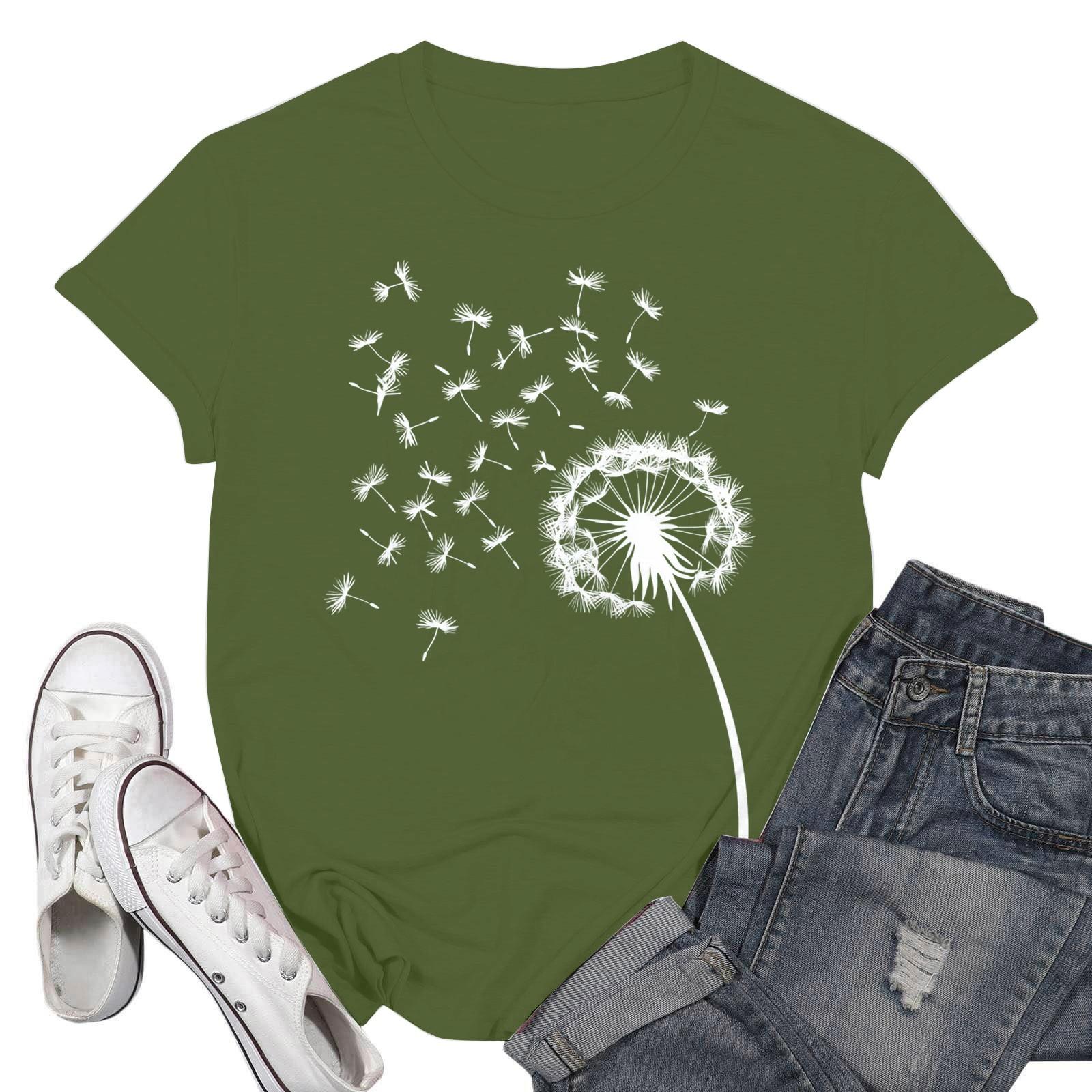 

Женские модные повседневные пуловеры с короткими рукавами и круглым вырезом с принтом L армия зеленый