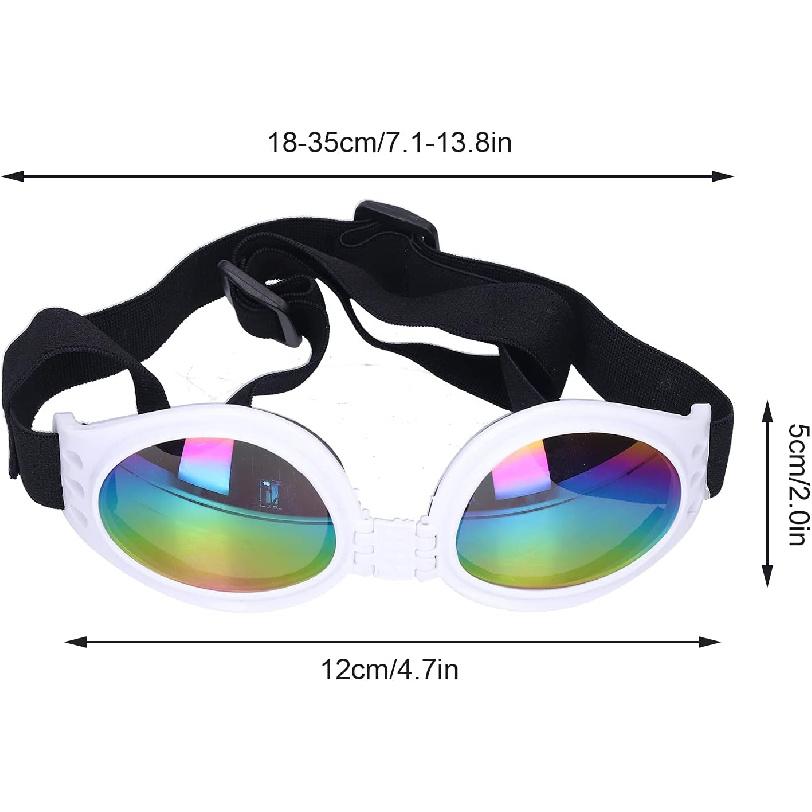 Pssopp Pet Goggles Dog Sunglasses, Windproof Foldable Puppy Goggles Sun Glasses for Medium and Large Dogs Sunglasses[White]