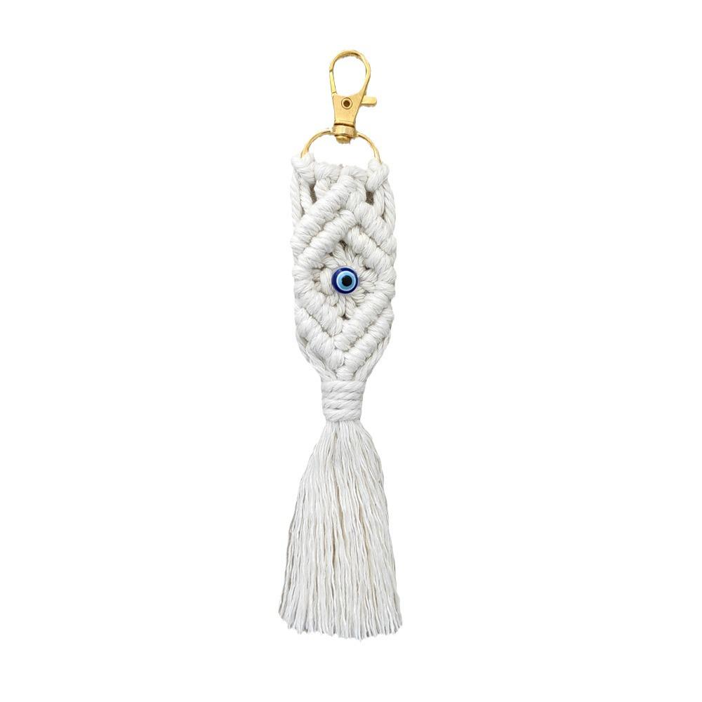 Blue-Eyed White Cotton Thread Keychain & Car Ornament