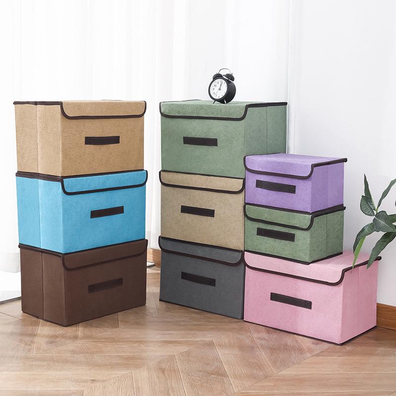 Foldable Fabric Storage Box Set, Stackable & Dustproof, with Lid - 2 Pieces.