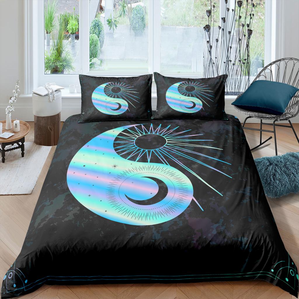 Povlečení s potiskem Jin a Jang 3D potisk Drby pro děti, teenagery, dospělé Přikrývka King, Queen size Polyesterová ložní souprava