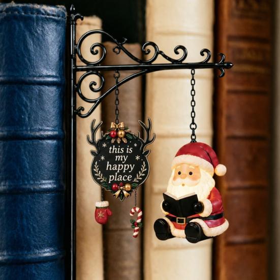Battery Operated Reading Light Christmas Library Lantern, Mini Decorative Bookshelf Lamp, Vintage Metal LED Miniature Lamp for Bookshelves Night with