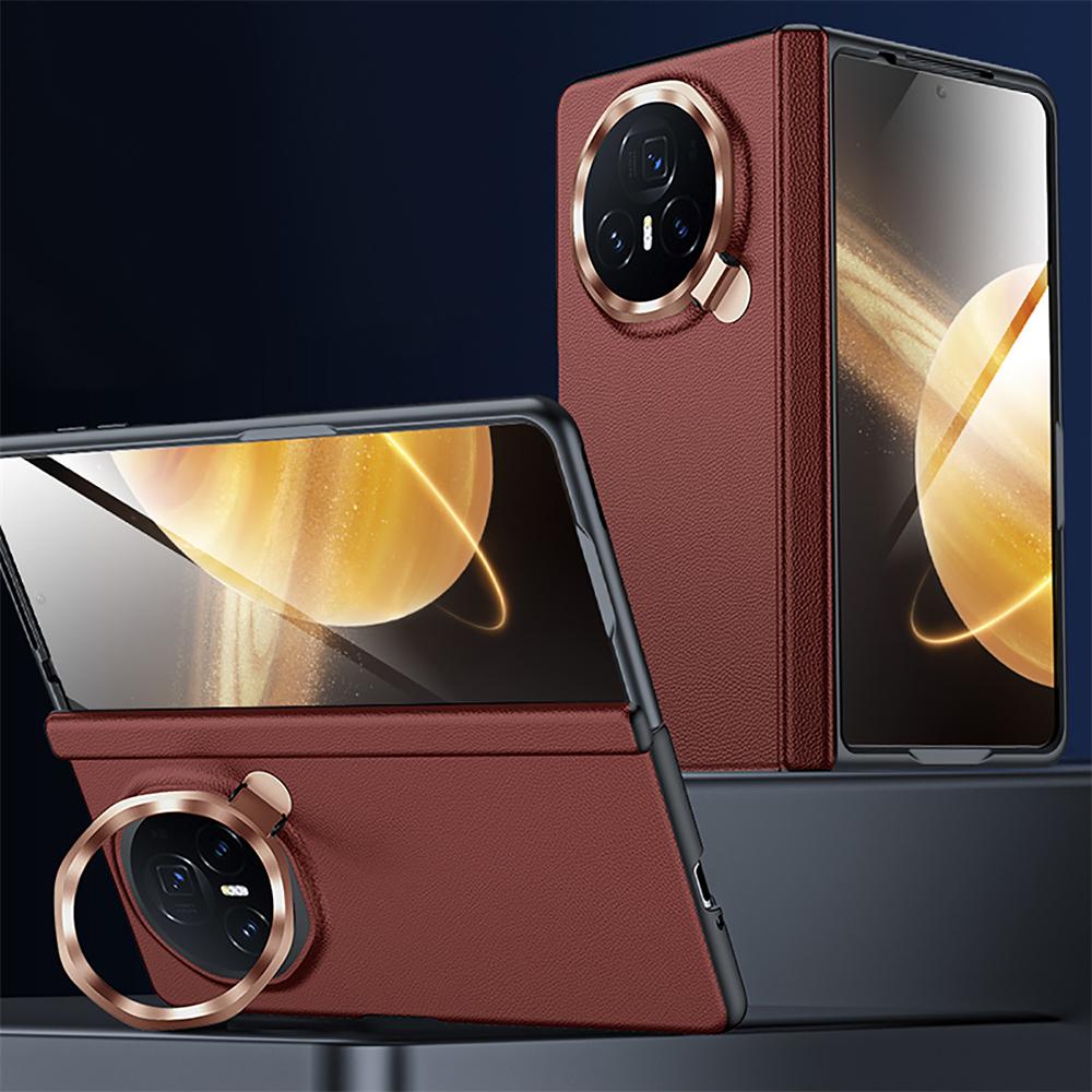 Für Honor Magic V3 Handyhülle Folie Integrierte Mittelachse Rundumschließendes Scharnier Objektivhalter für Magic VS3 Lederschutzhülle