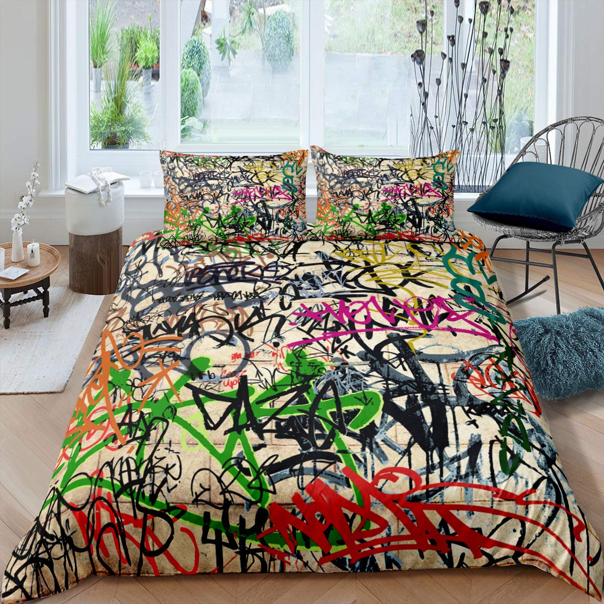 

Comforter Graffiti S For Kids Teens S Queen Lightweight Down Room Decor 2 S 1 No Comforter Comforter (quilt)-EU Single(135*200cm)3pcs