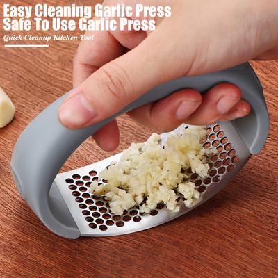 Prensa de ajo de acero inoxidable, picadora de ajo de fácil limpieza, balancín ergonómico para triturar sin esfuerzo, aparato de cocina para el hogar y el restaurante