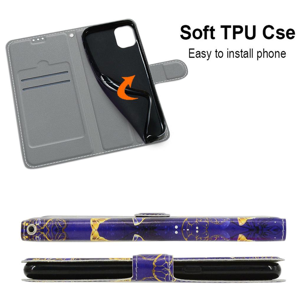 Leather Case for iPhone 14,Pattern Printed Card Holder Stand Phone Cover