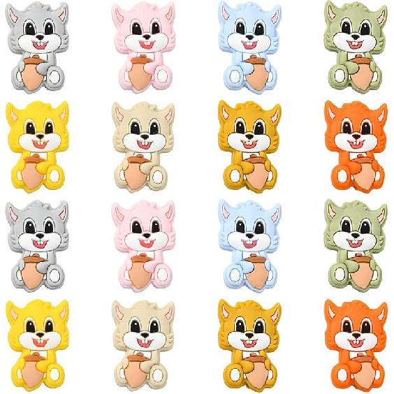 LiQunSweet 15 Pcs 15 Styles Christmas Theme Silicone Beads Santa Claus Tree Socks Snowman Snowflake Beads for DIY Jewelry Keychain Pen Craft