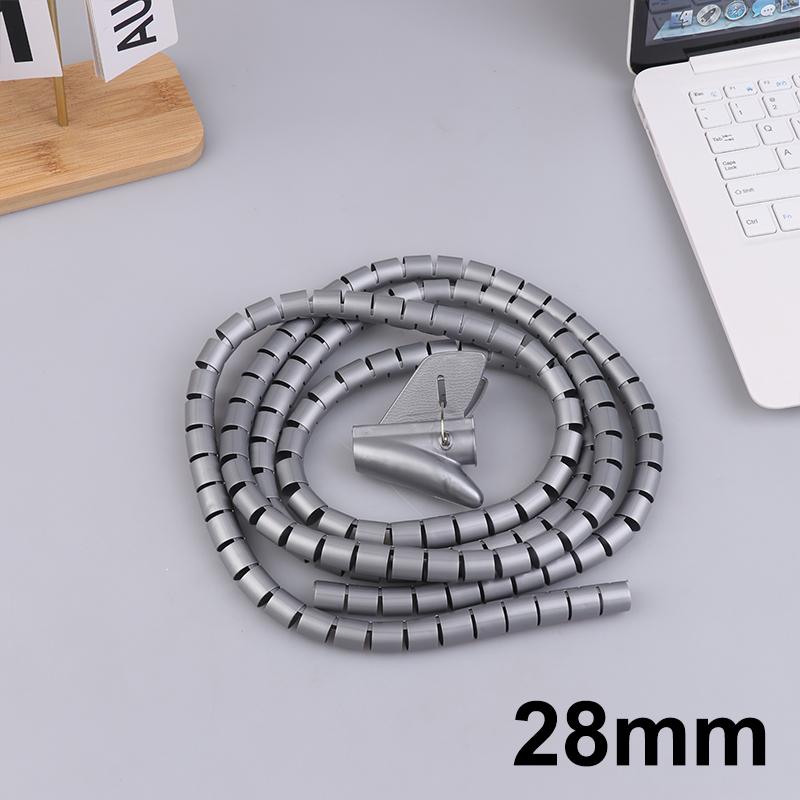 2m Cable Organizer Flexible Spiral Cable Wire Protector Computer Cord Protective Tube Clip Organizer Management Tools 16/10mm