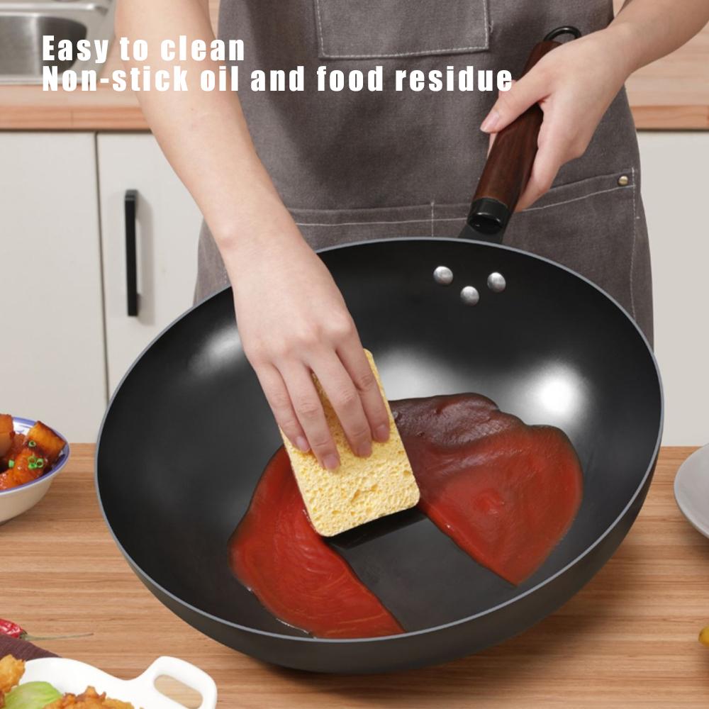 32cm Uncoated Wok Pot Frying Pan Home High Quality Handmade Cooking kitchen Cookware Chinese Traditional Non-stick Iron Pan