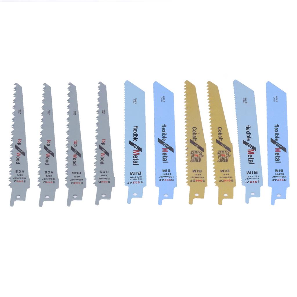 10Pcs Reciprocating Saw Blades High Carbon Steel Bimetal Sabre Saws Blade for Wood Metal