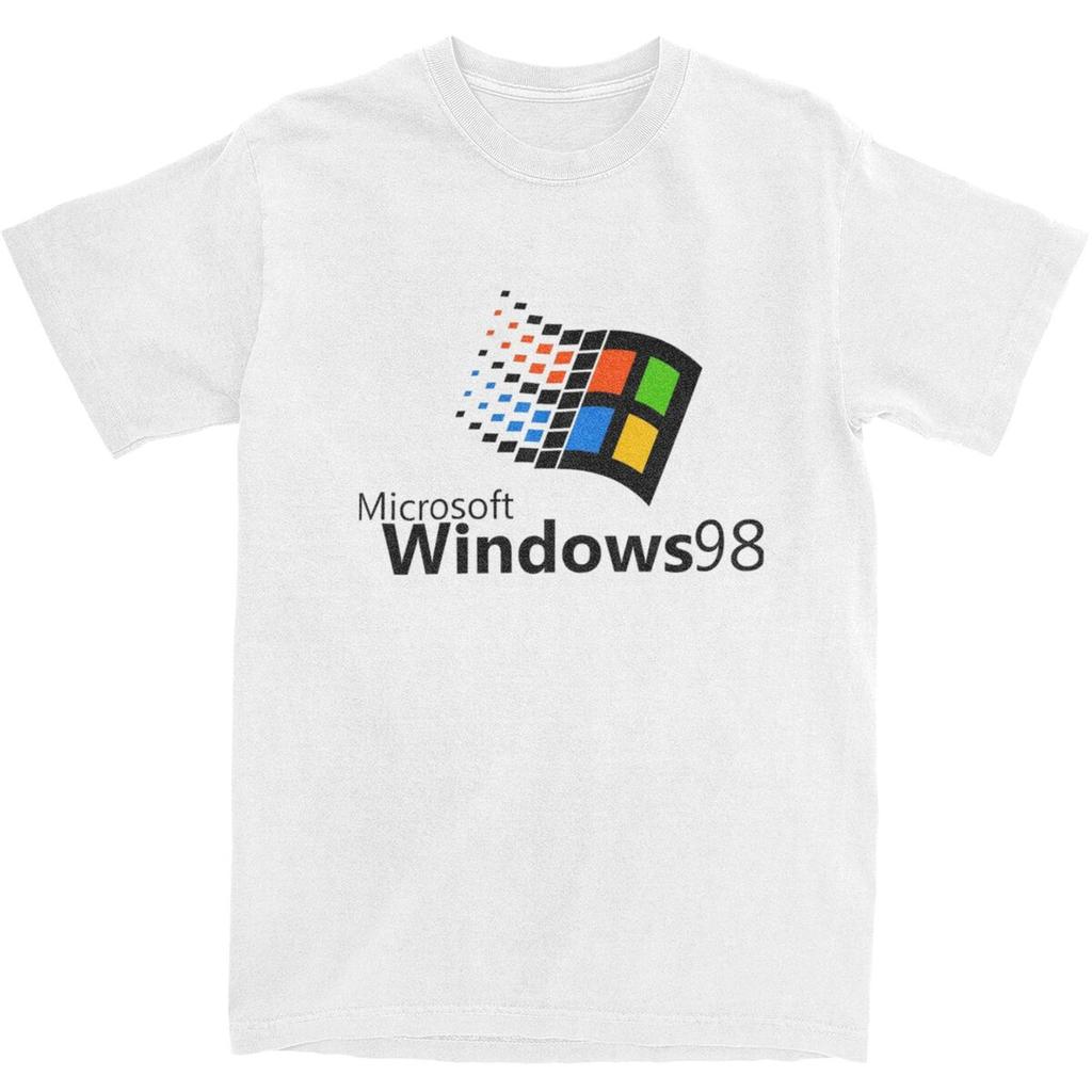Windows 98 Vaporwave T-Shirt Computer System Harajuku T Shirts Short-Sleeve Tops Summer Cotton Breathable Plus Size 5XL Clothes