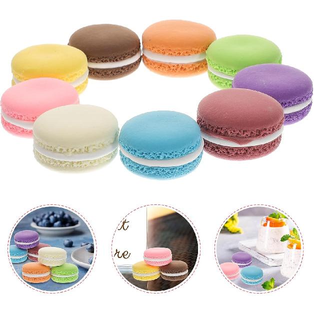 Totority Artificial Macaron - 9pcs French Dessert Food Props, Cupcake, Fake Donuts, Cake, Doughnuts, Macaroon Home Supplies