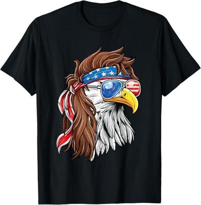 Patriotischer Weißkopfseeadler Vokuhila USA Amerikanische Flagge 4. Juli T-Shirt