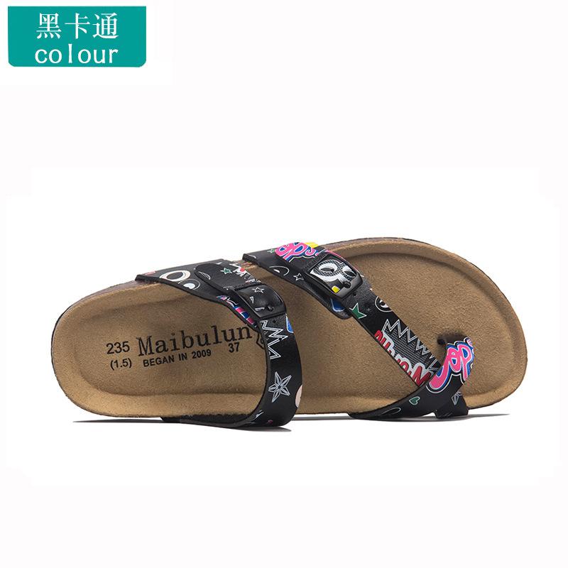 Fashion Low-top cork beach flip-flops beaded couple beach flip-flops soft heel flat slippers women summer unisex slippers