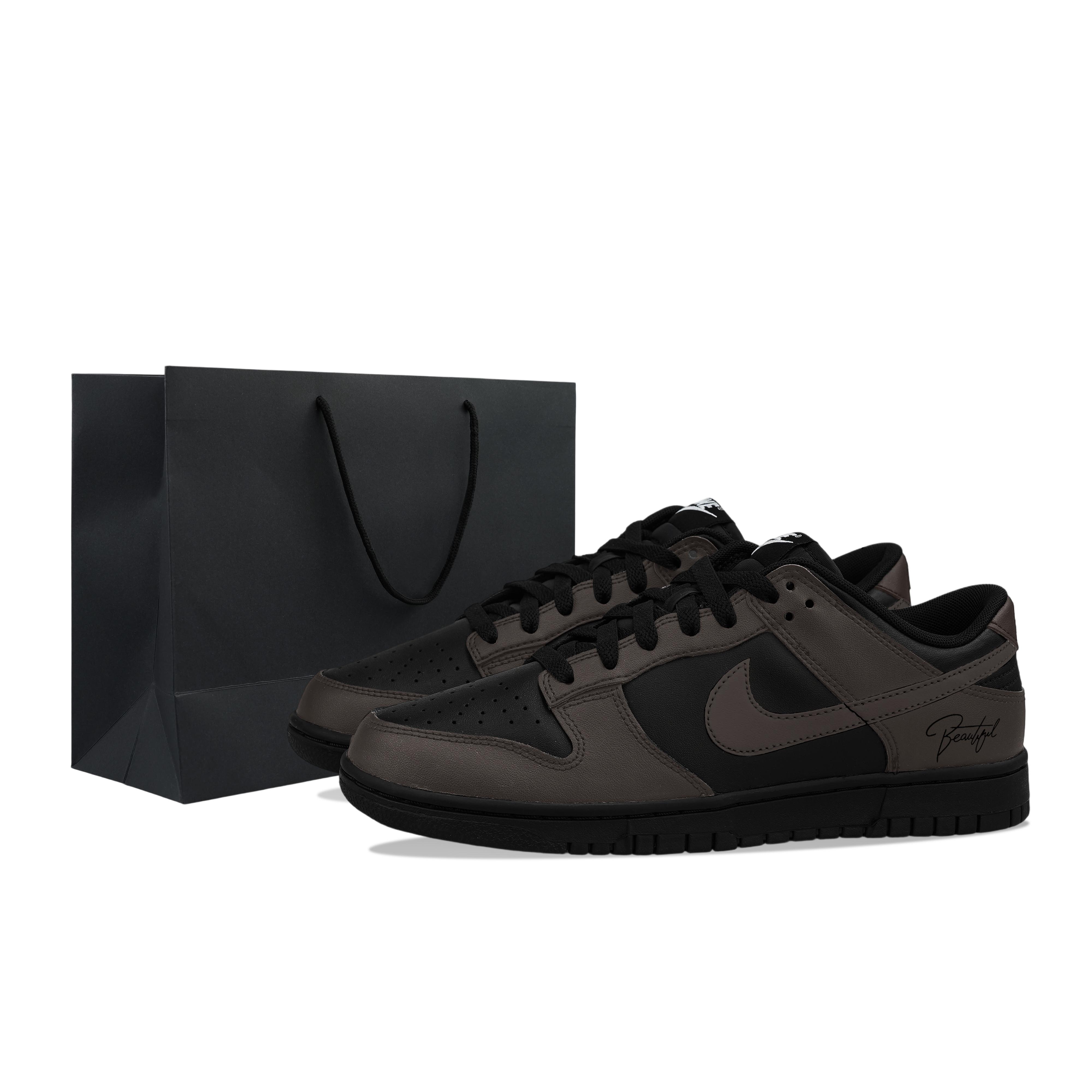 

Nike Dunk Low Leather Abrasion Resistant, Breathable, Slip Resistant Low top Casual Skateboard Shoes Men s Black Brown IO7606-010(Team1423-) 43