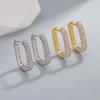 Earrings Copper-Plated Real Gold Micro-Inlaid Zircon U-Shaped Women'S Ear Buckle Earrings International Station