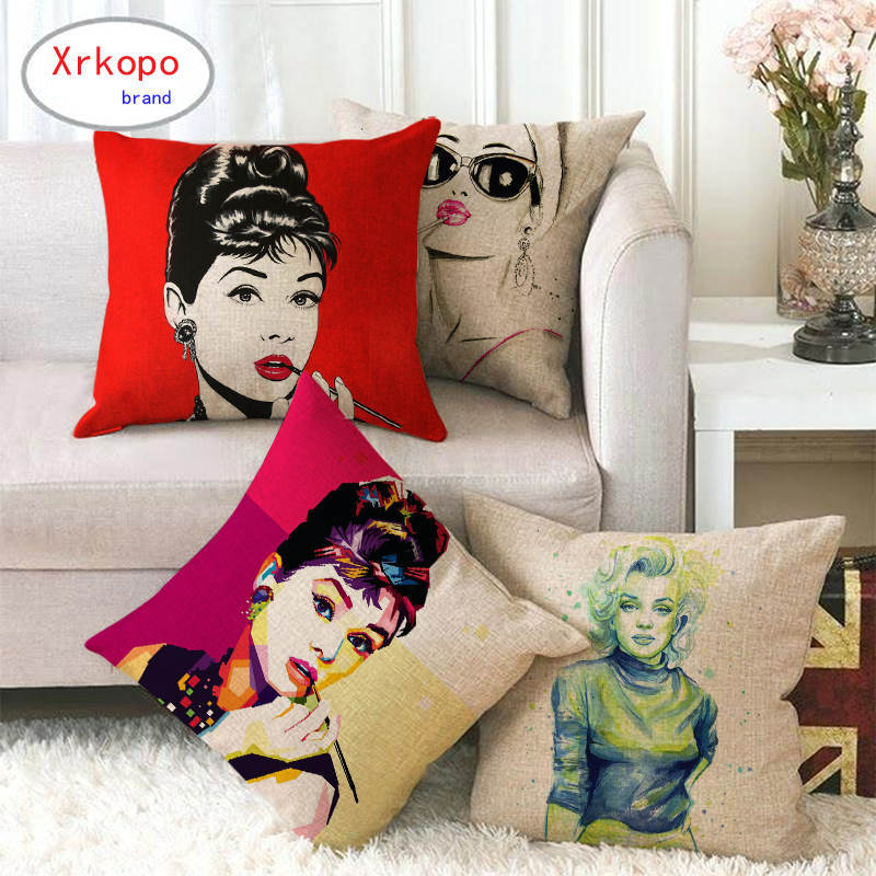 Portrait Oil Painting Of A Celebrity Digital Printing Short Plush Pillow Covers For Car Sofa Office Cushion Cover Home Goods