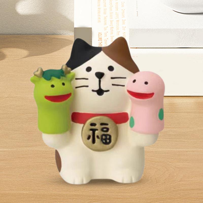Snake Year Cat Crafts Small Ornaments for Chinese New Year Snake Year Trend Bonsai Food and Decorative Resin Figurines Decor