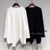 Plus Size Women's Irregular Slit Long Sleeve Hoodie - Early Spring/Autumn Slimming Loose Top