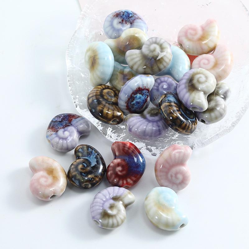 5pcs/Lot Mix Ceramics Shell Conch Spacer Beads For Jewelry Making Supplies Ocean Animal Loose Bead DIY Necklace Earring Finding