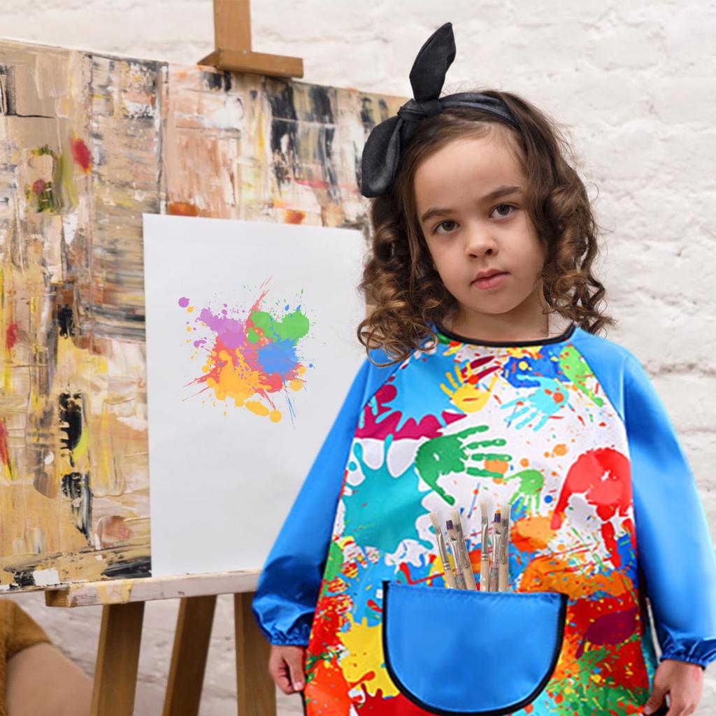Waterproof Children Painting Apron Long Sleeved Dressing Cloth Cover Feeding Smock Boys'& Girls' Painting Handwork Baking Aprons