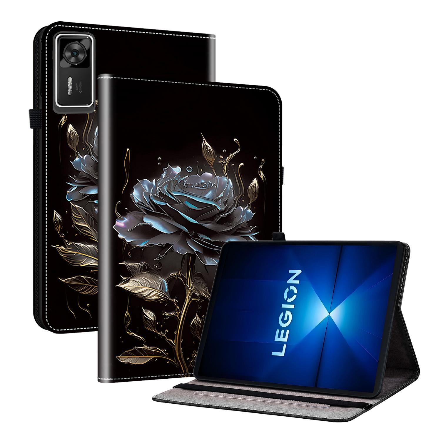 

Кожаный чехол для Lenovo Legion Y700 Gen 4 с принтом, подставка, чехол для планшета со слотами для карт Black Rose