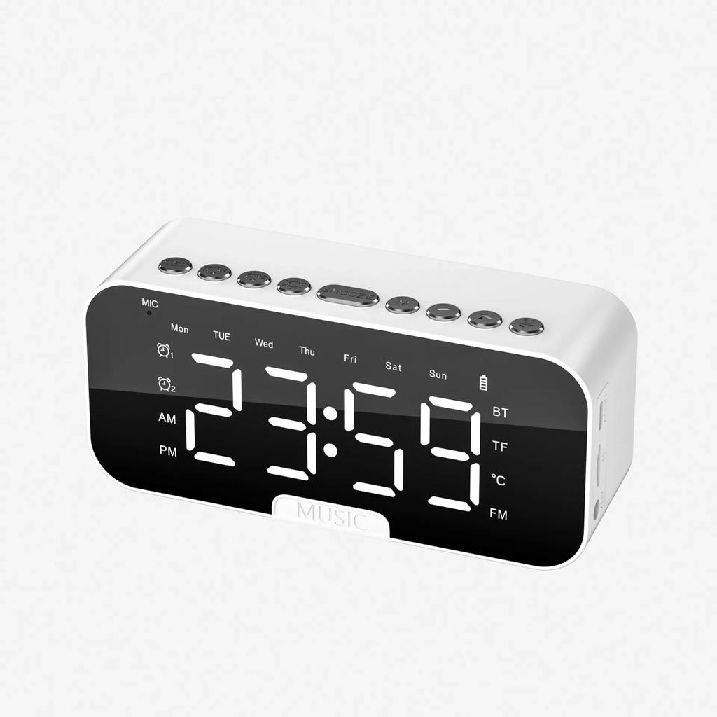 Led Digital Alarm Clock with Large Mirror Screen Office Bedside Table Clocks Bluetooth Speaker FM Radio Speaker Home Decor