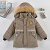 Boys Autumn and Winter Thickened Warm Jacket Loose Padded Leisure Hooded Zip Outerwear