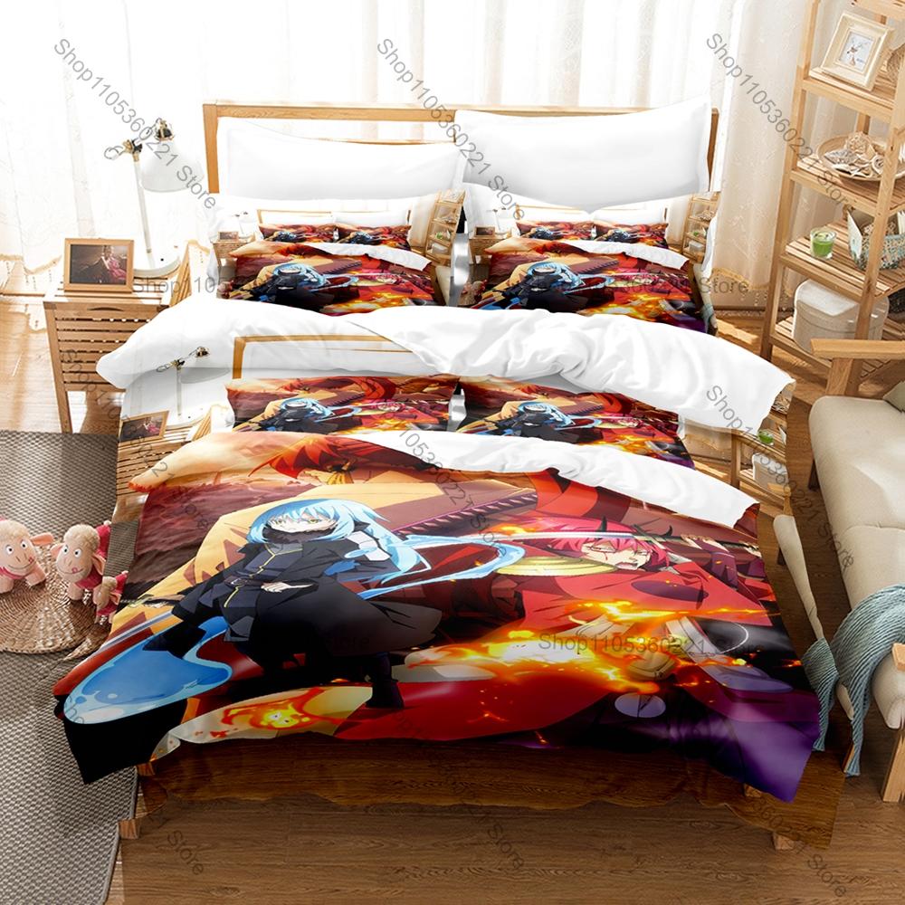 Cool Tensei Shitara Slime Datta Ken Anime Print Bedding Set 3in1 1 Duvet Cover 2 Pillowcases Soft Fabric Bedroom Textile For Ota