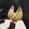 Shoulder Pouch PU Shoulder Bag Solid Color Hobo Bag Elegant Crescent Moon Underarm Bag  Travel