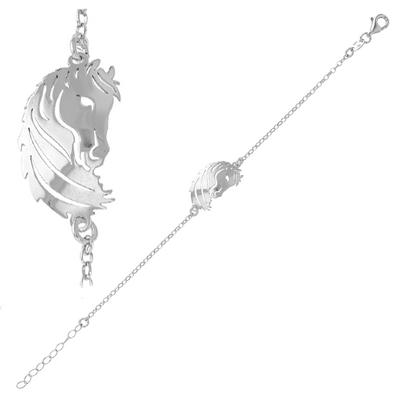 [Q3318] - Srebrna srebrna bransoletka „Dżungla” (rodowana) - 25x15 mm (koń)