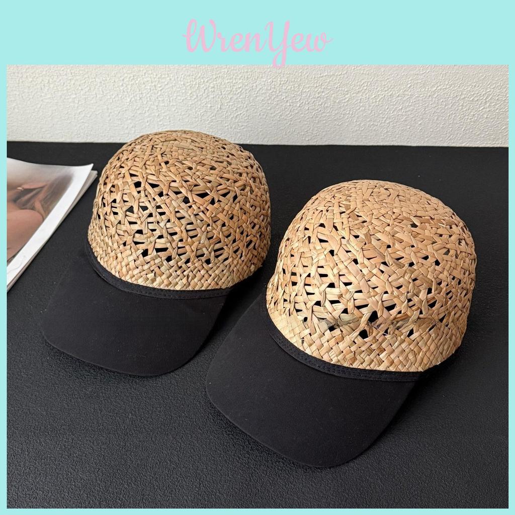 Natural Grass Baseball Cap With Breathable Mesh Sun Protection For Men And Women