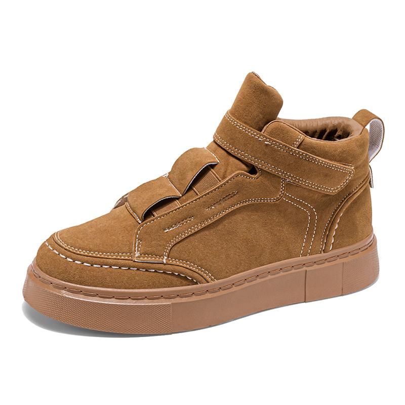 

Осенние черные мужские кроссовки с высоким верхом, удобная платформа, мужские замшевые повседневные туфли, дизайн на липучке, ботильоны zapatillas informales 39