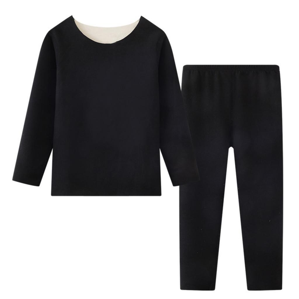 Women's Winter Thermal Pajama Set with Long Sleeve Top and Pants for Cold