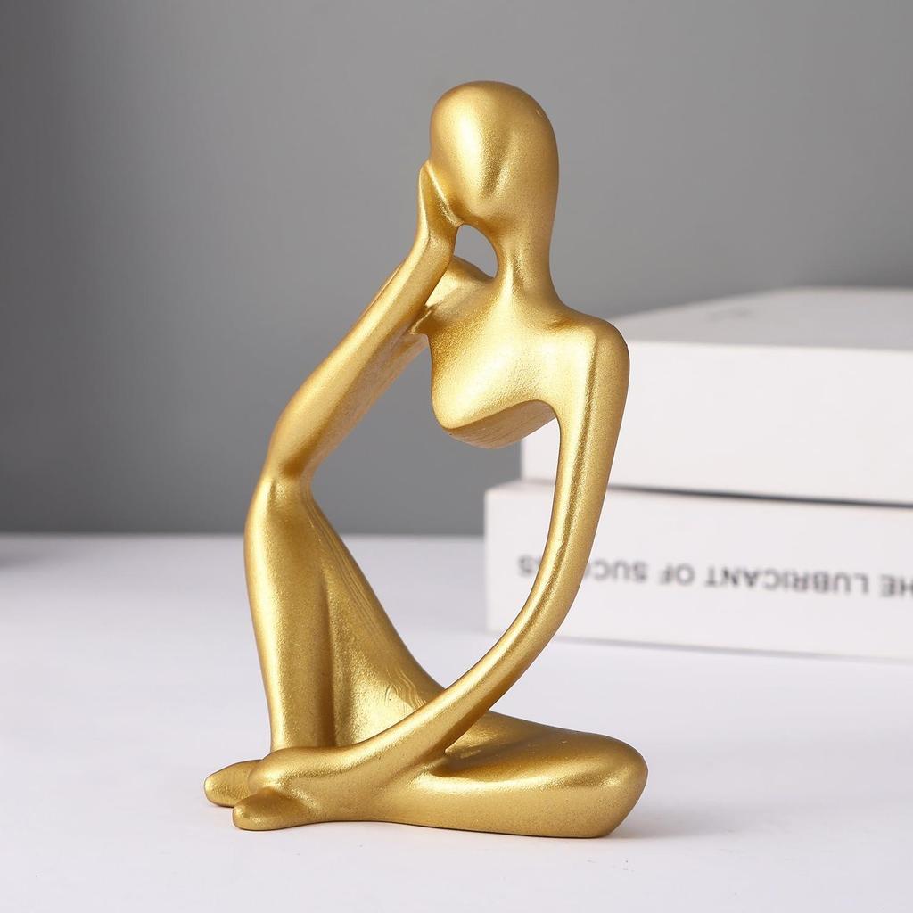 Decorative Abstract Thinker Men Statue Set Of 3 Modern Art Showpiece Sculpture(Fantasy,Gold,13CmX6Cm) For Home Decor Living Room Bedroom