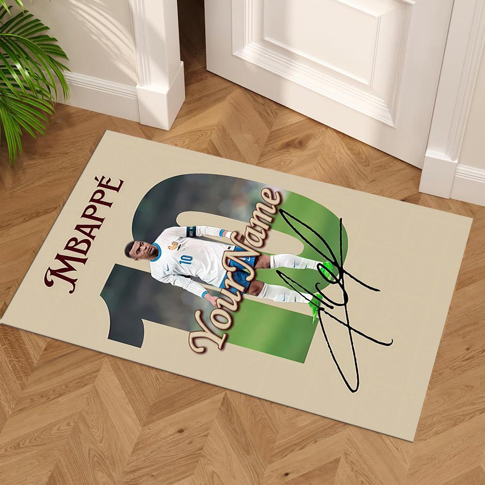 Mbappe Customized Name Carpet Suitable for Game Room Study Room Balcony Dormitory Anti-slip Rug Office Home Decor Perfect Gift for Women/Men
