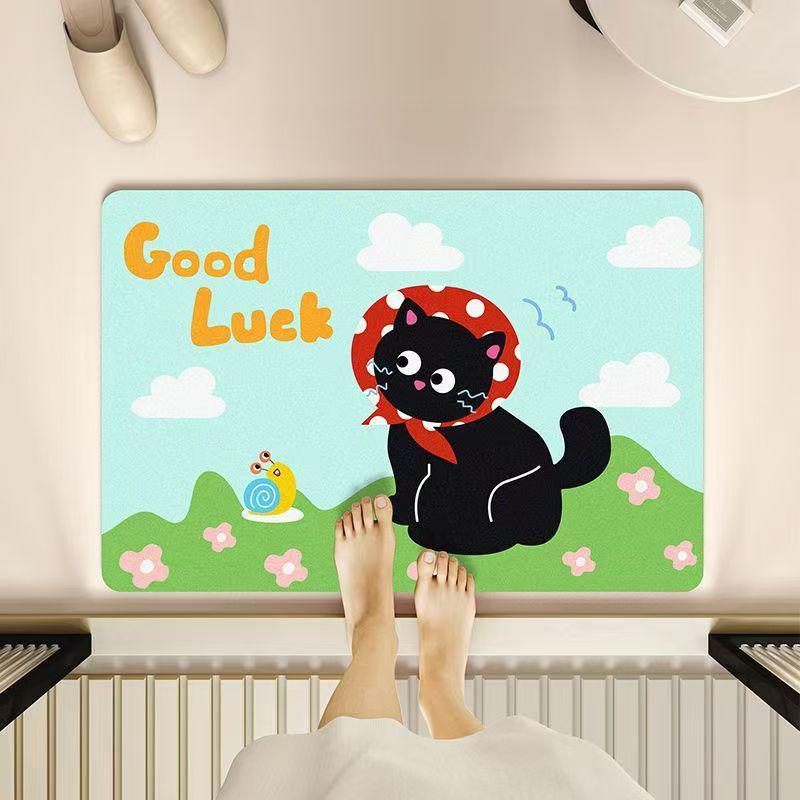 Cartoon Quick-Dry Diatomaceous Earth Bathroom Mat: Absorbent, Dirt-Resistant, Non-Slip 