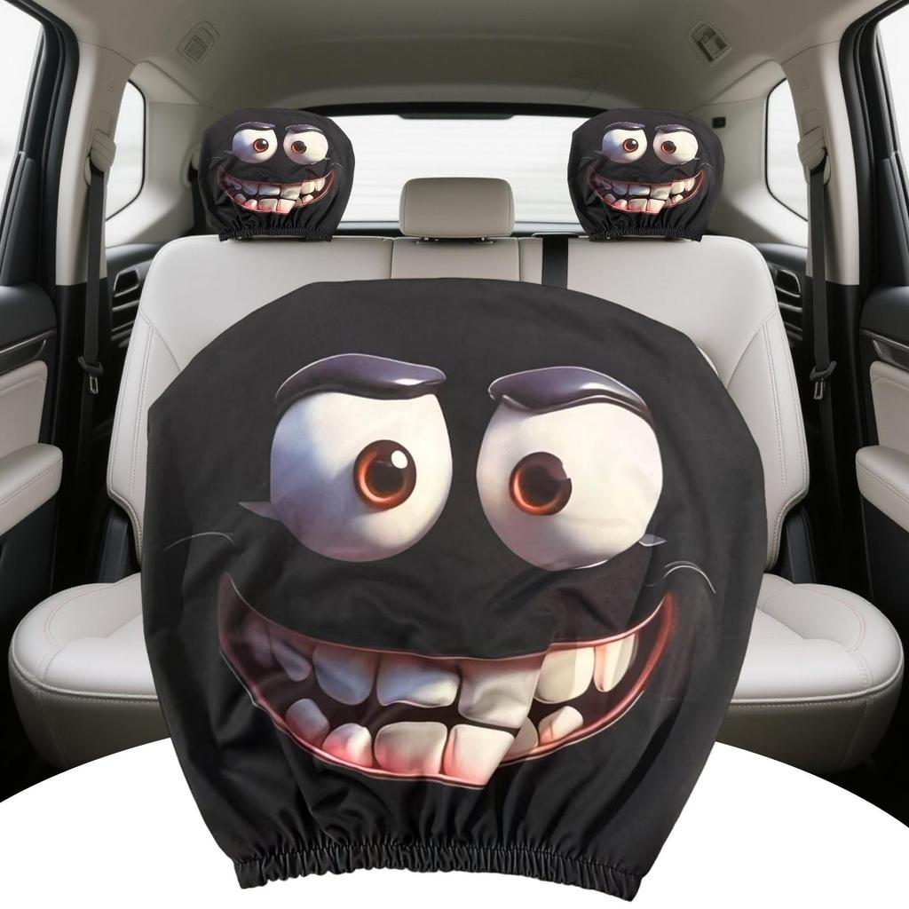 Funny Headrest Covers Halloween 1 Pair Automobile Headrest Protector Breathable Elastic Head Rest Covers for Auto Decoration
