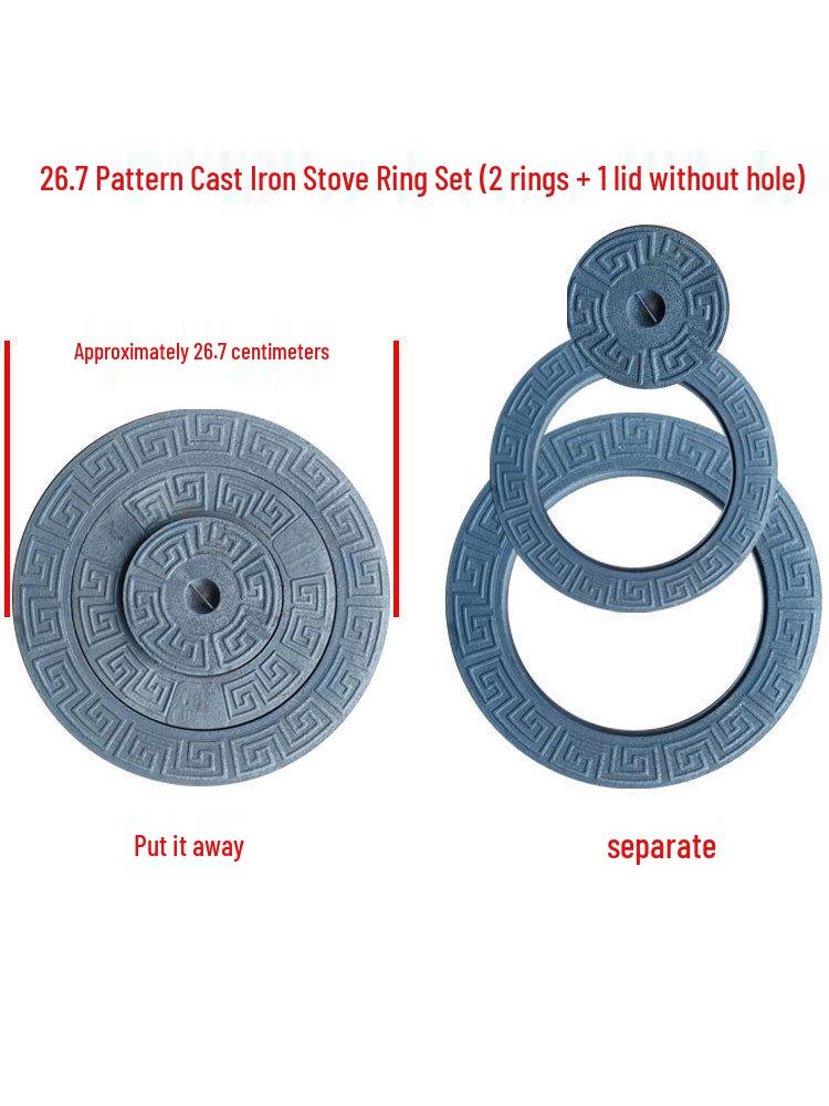Cast Iron Firewood Stove Ring & Lid: Thickened Rustic Pot and Fire Pit Accessories